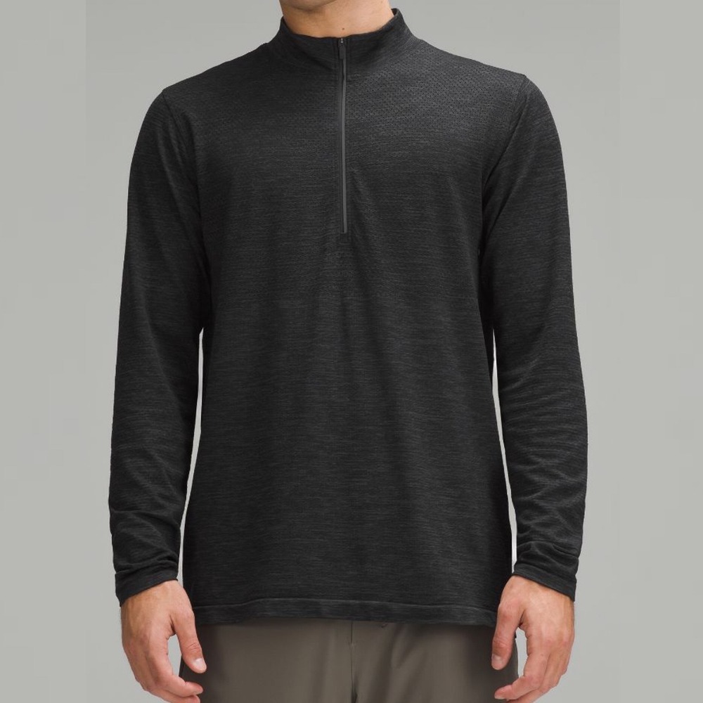 Lululemon Mens Metal Vent Tech Half Zip Black Long Sleeve Run Reflective Small